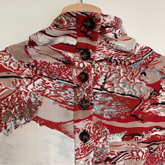 PROENZA Schouler NWT Swirl Print Jersey Turtleneck Top in Red Multi M - Picture 5 of 16